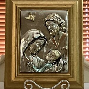 Creazioni Artistiche Gold and Silver Holy Family Religious Plaque
